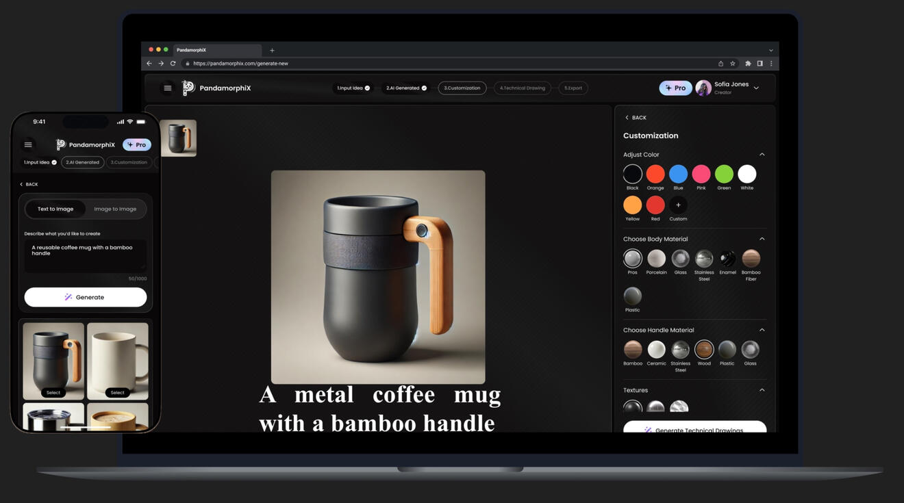 Mockup of the AI-Driven Product Design and Marketing Platform