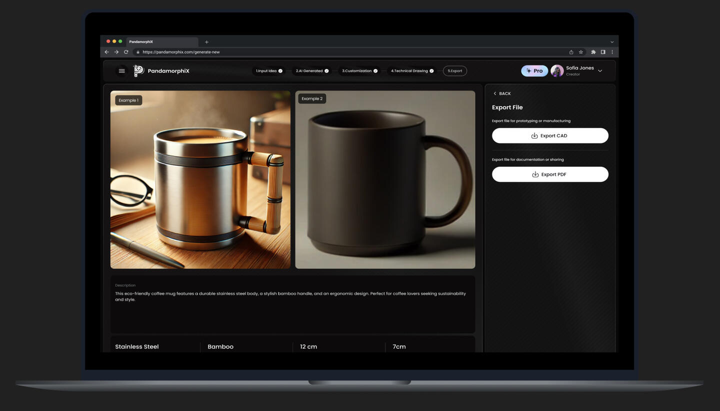 Desktop version of the Figma Prototype of the AI-Powered Product Development Platform.